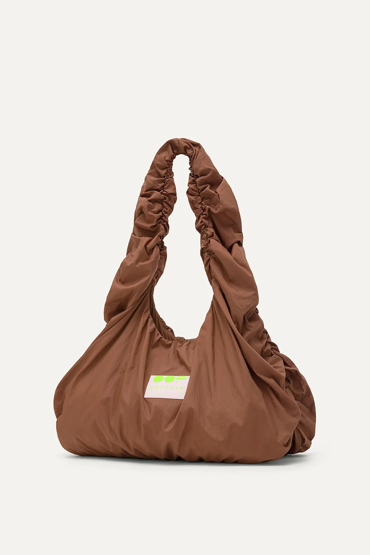 BORSA A SPALLA IN NYLON CRINCLE WATER REPELLENT 3079 - CIOCCOLATO