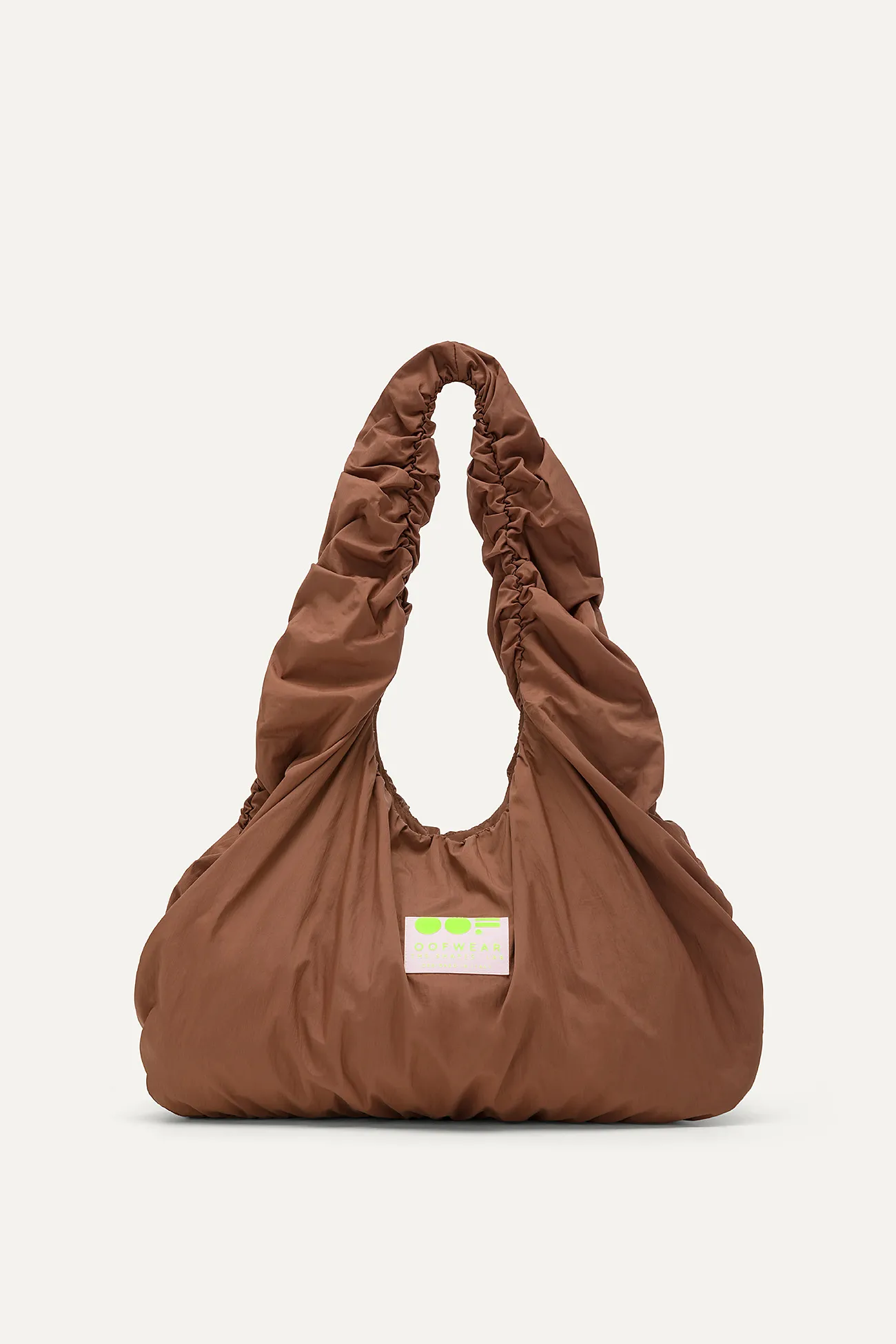 BORSA A SPALLA IN NYLON CRINCLE WATER REPELLENT 3079 - CIOCCOLATO