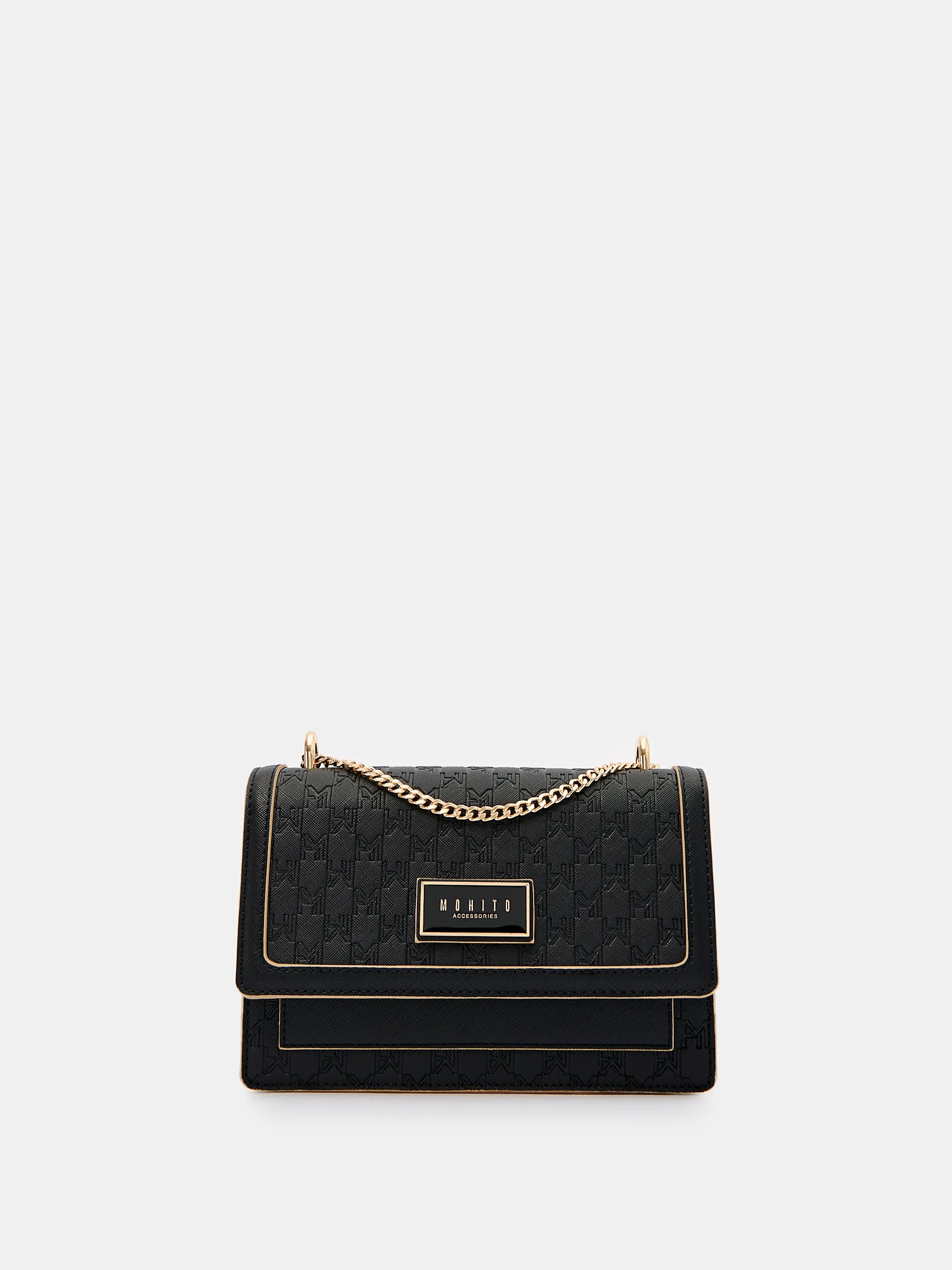 Borsa a spalla nera con catena