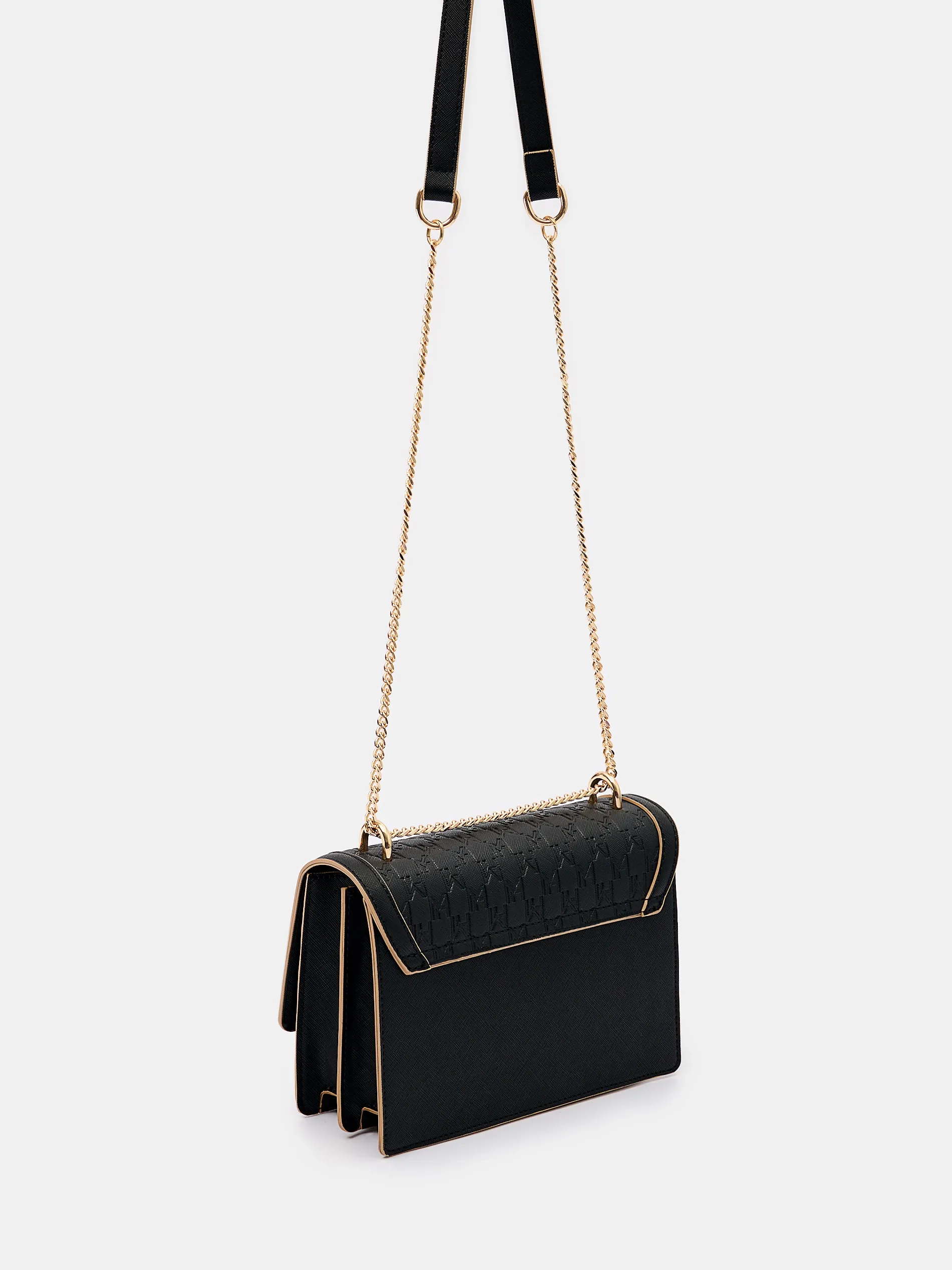 Borsa a spalla nera con catena