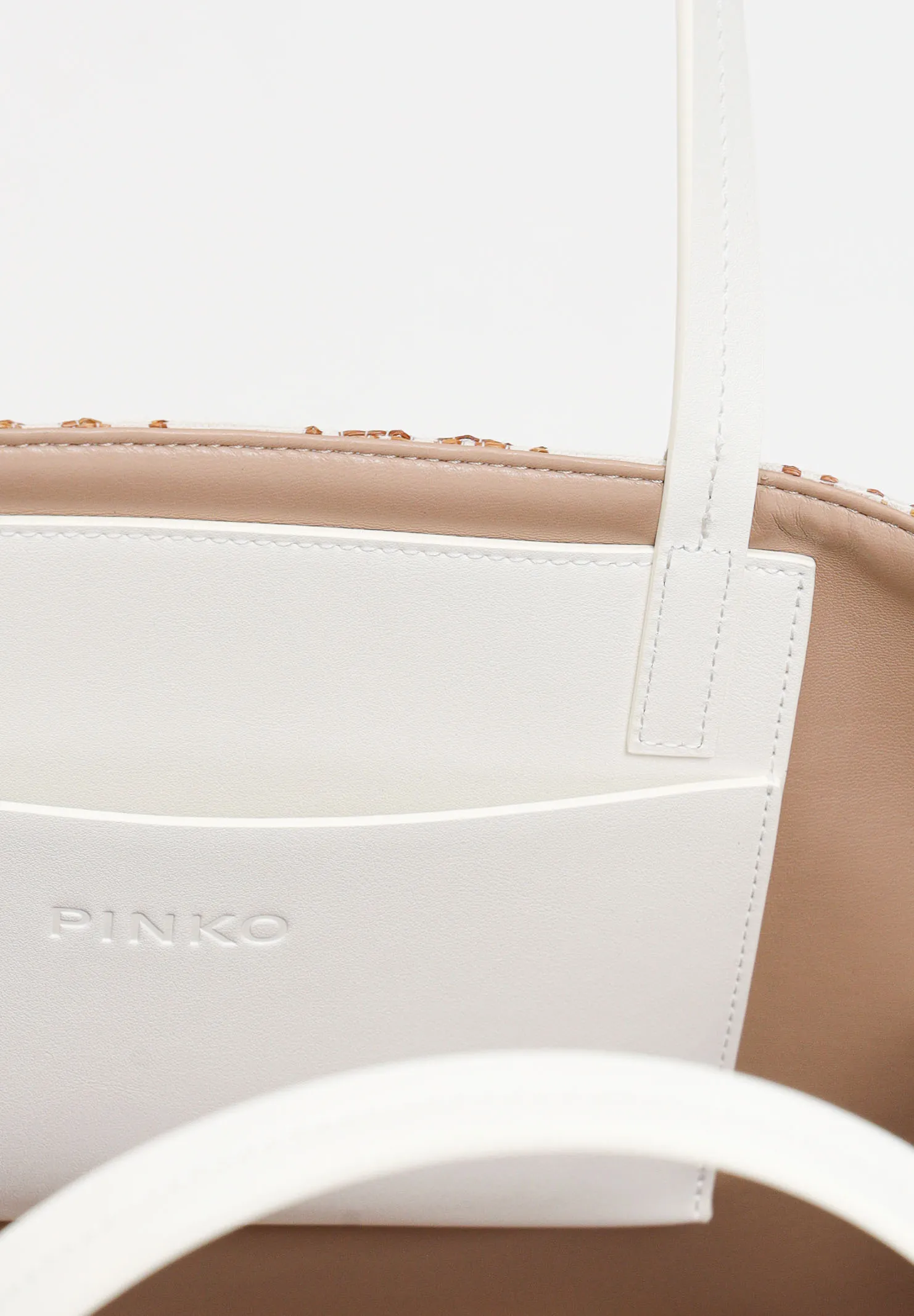 Borsa carrie shopper big da donna beige e marrone antique gold