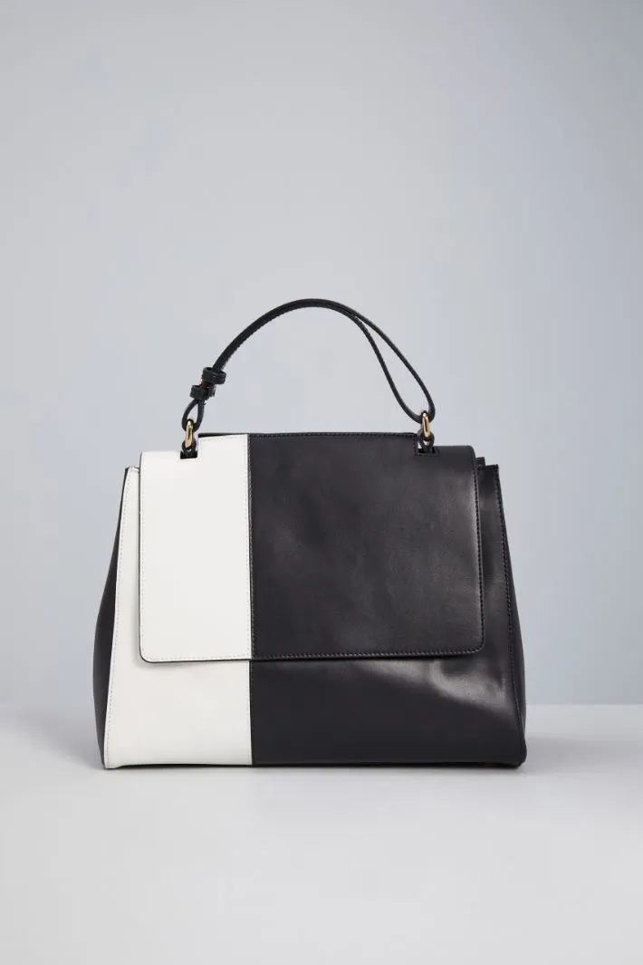 Borsa in pelle color block