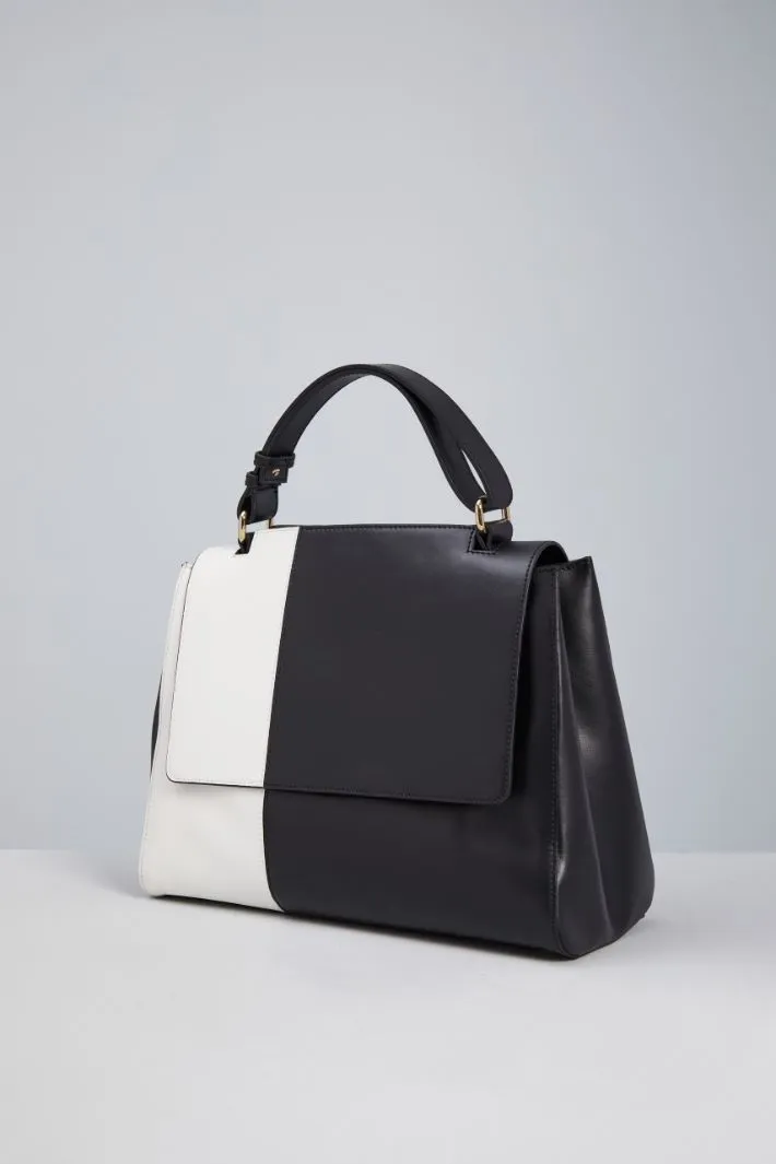 Borsa in pelle color block
