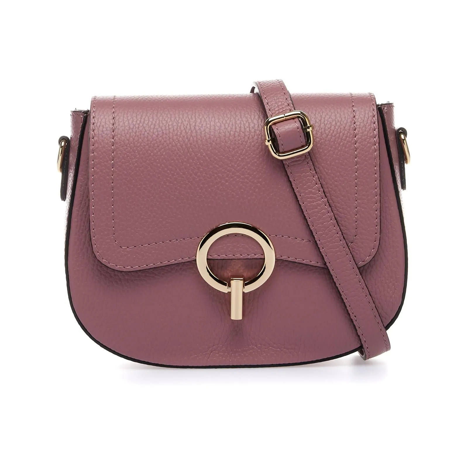 Borsa rosa in pelle con tracolla regolabile