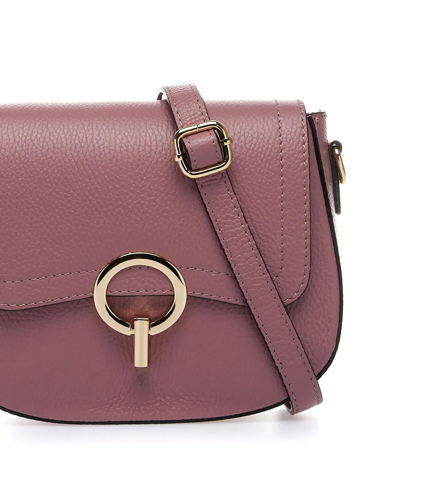 Borsa rosa in pelle con tracolla regolabile