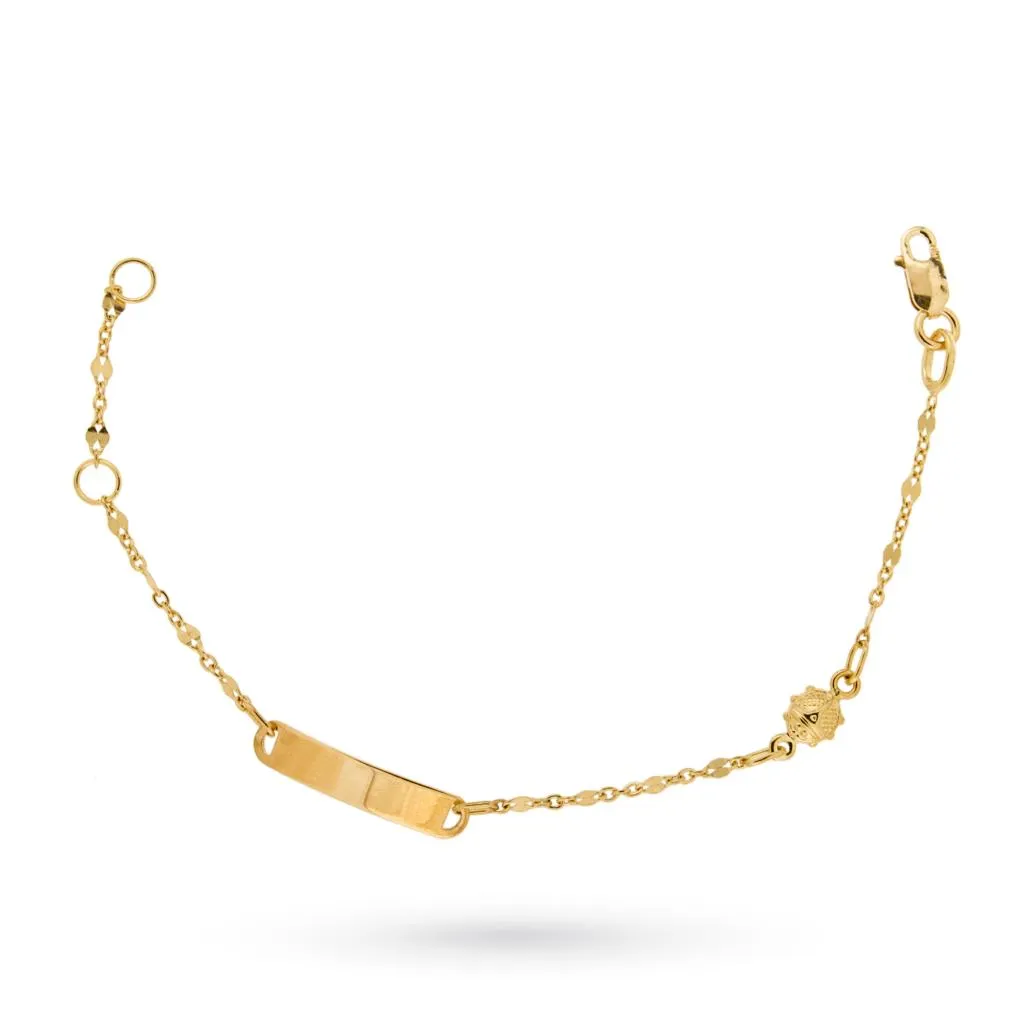 Bracciale battesimo oro giallo piastrina coccinella 14cm