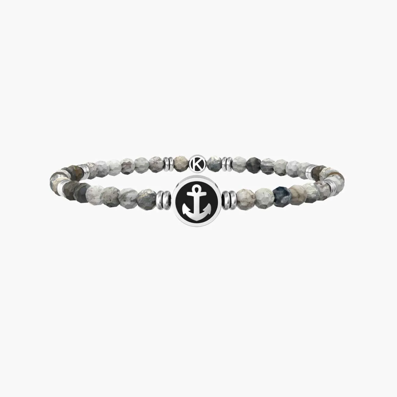 Bracciale kidult elastico uomo con agata marrone e ancora 732240
