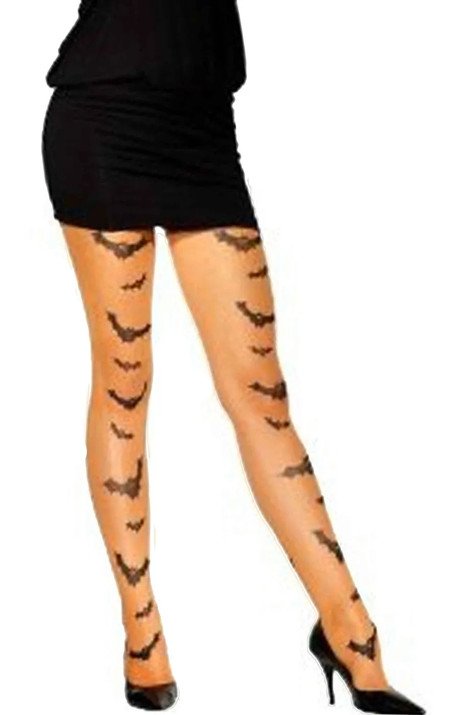 Calze da donna arancioni con pipistrelli per Halloween