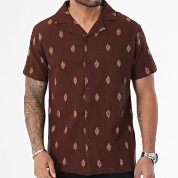 Camicia marrone a maniche corte