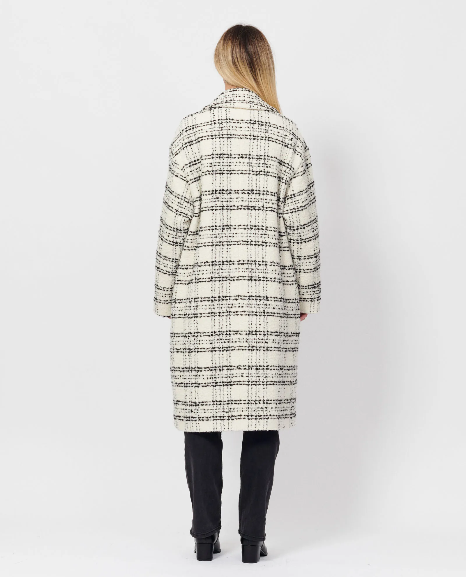Cappotto a quadri con chiusura doppiopetto
