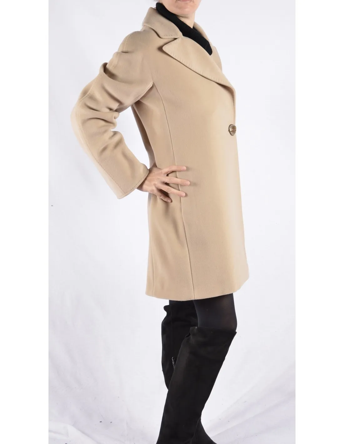Cappotto Donna doppiopetto in lana Mod Penelope Beige
