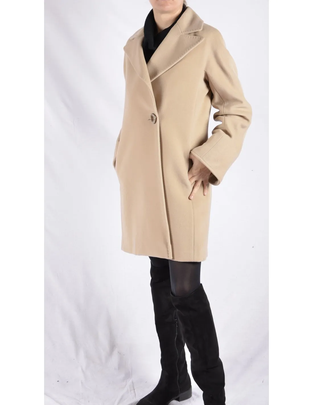 Cappotto Donna doppiopetto in lana Mod Penelope Beige