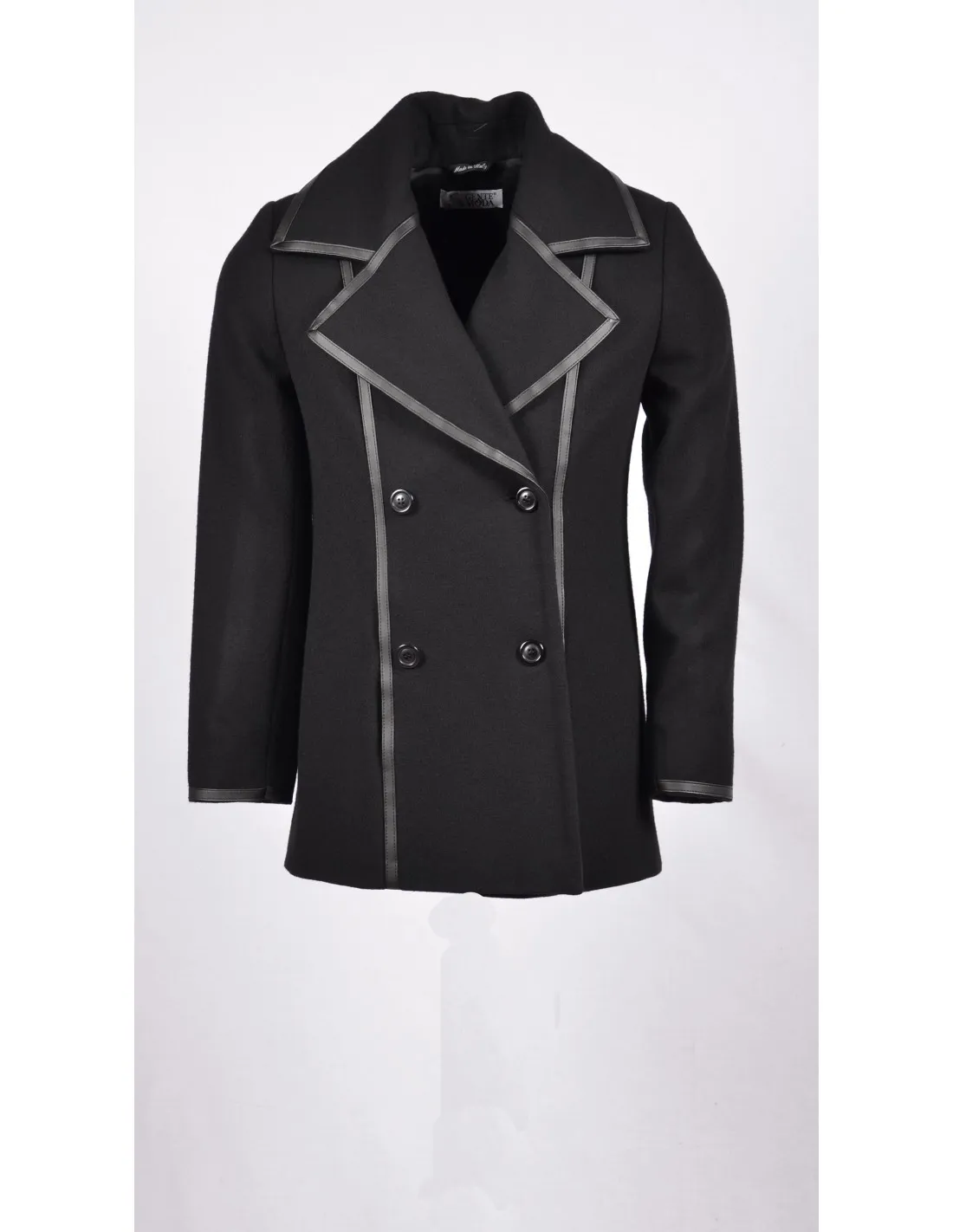 Cappotto Donna in lana Mod Barbara doppiopetto nero