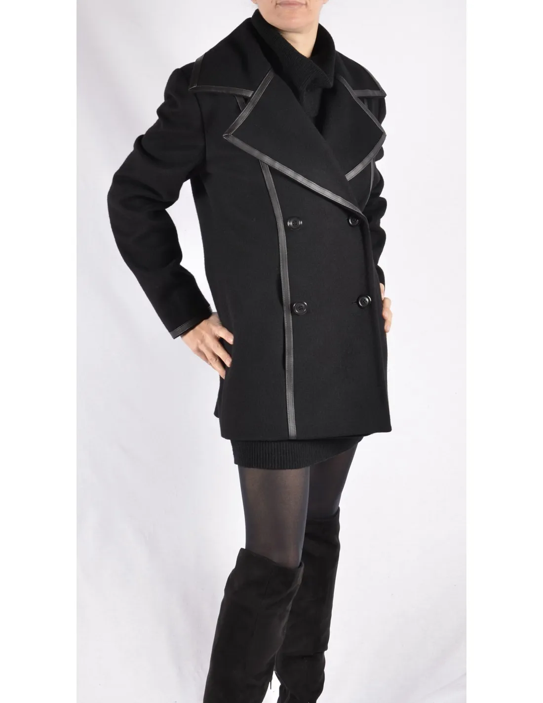 Cappotto Donna in lana Mod Barbara doppiopetto nero