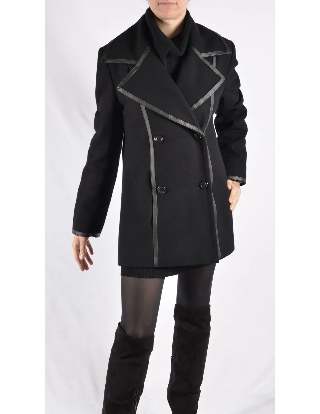 Cappotto Donna in lana Mod Barbara doppiopetto nero