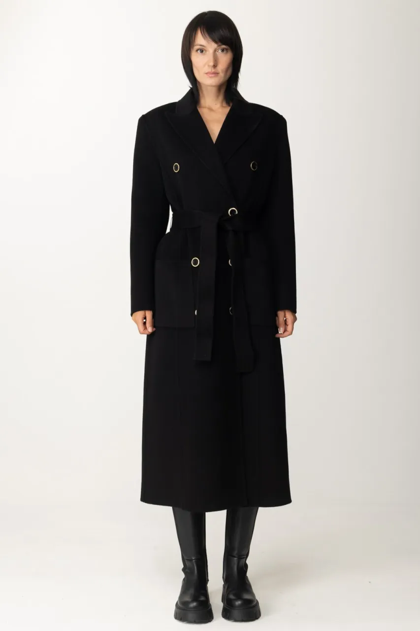 Cappotto doppiopetto in lana Nero