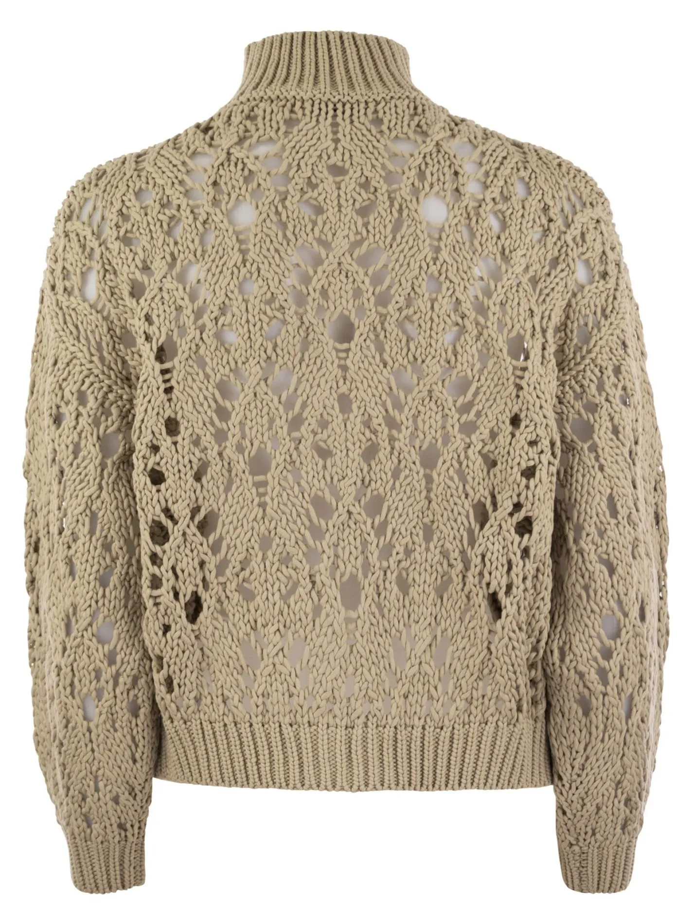Cardigan Lace Stitch in cotone Soft Piuma con Precious Zipper Pull
