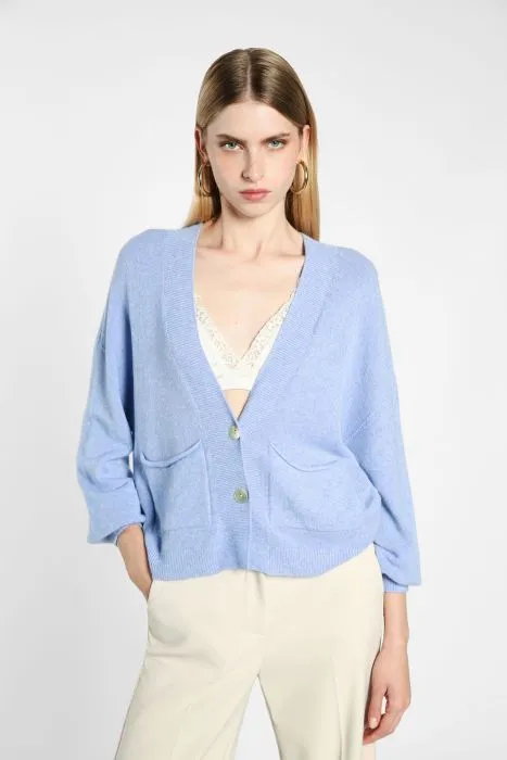 Cardigan oversize monocolour con abbottonatura e tasche applicate IMPERIAL