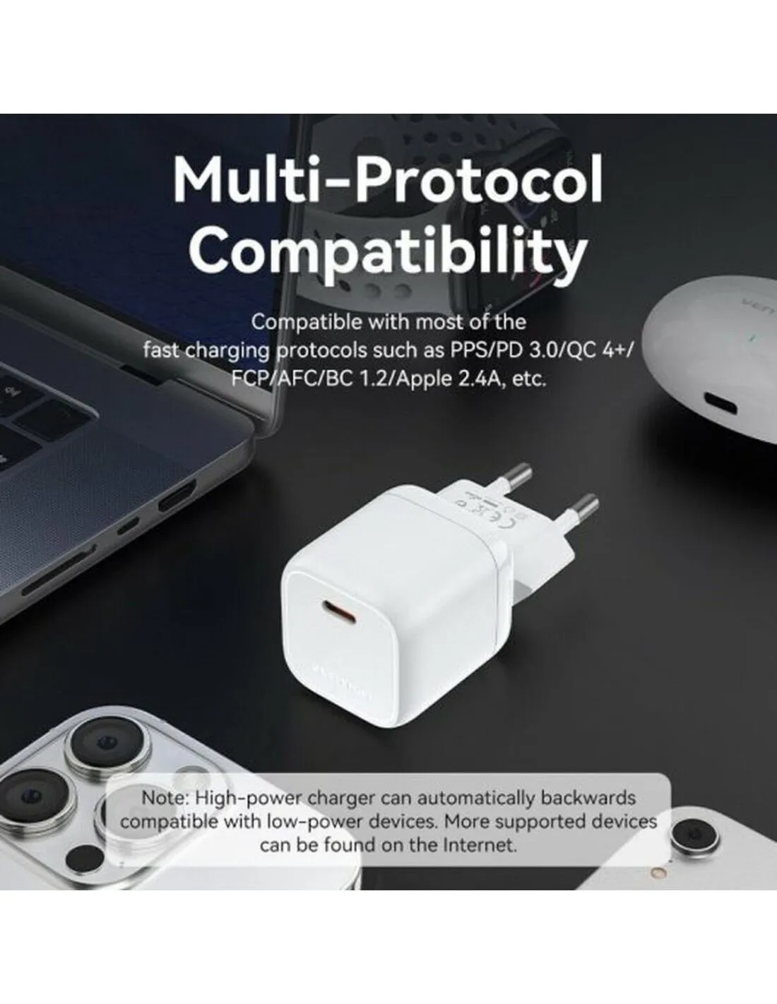 Caricabatterie da Parete Vention FAKL0-EU Azzurro 30 W USB-C