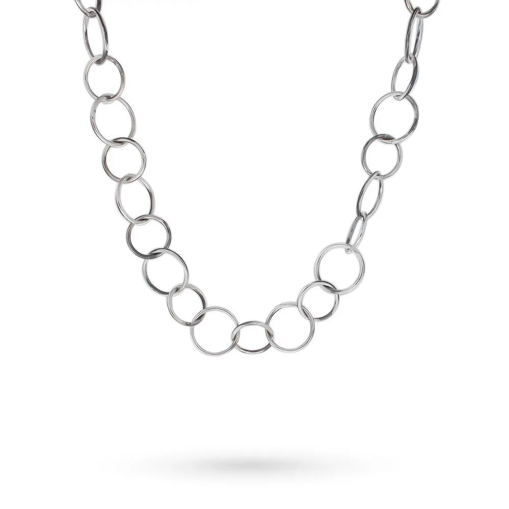 Catena anelli grandi argento 95cm