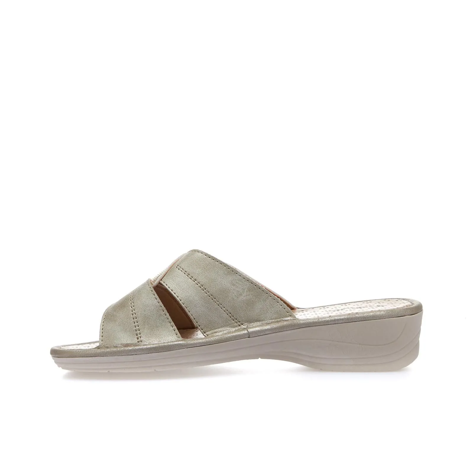 Ciabatte comfort oro con zeppina e glitter