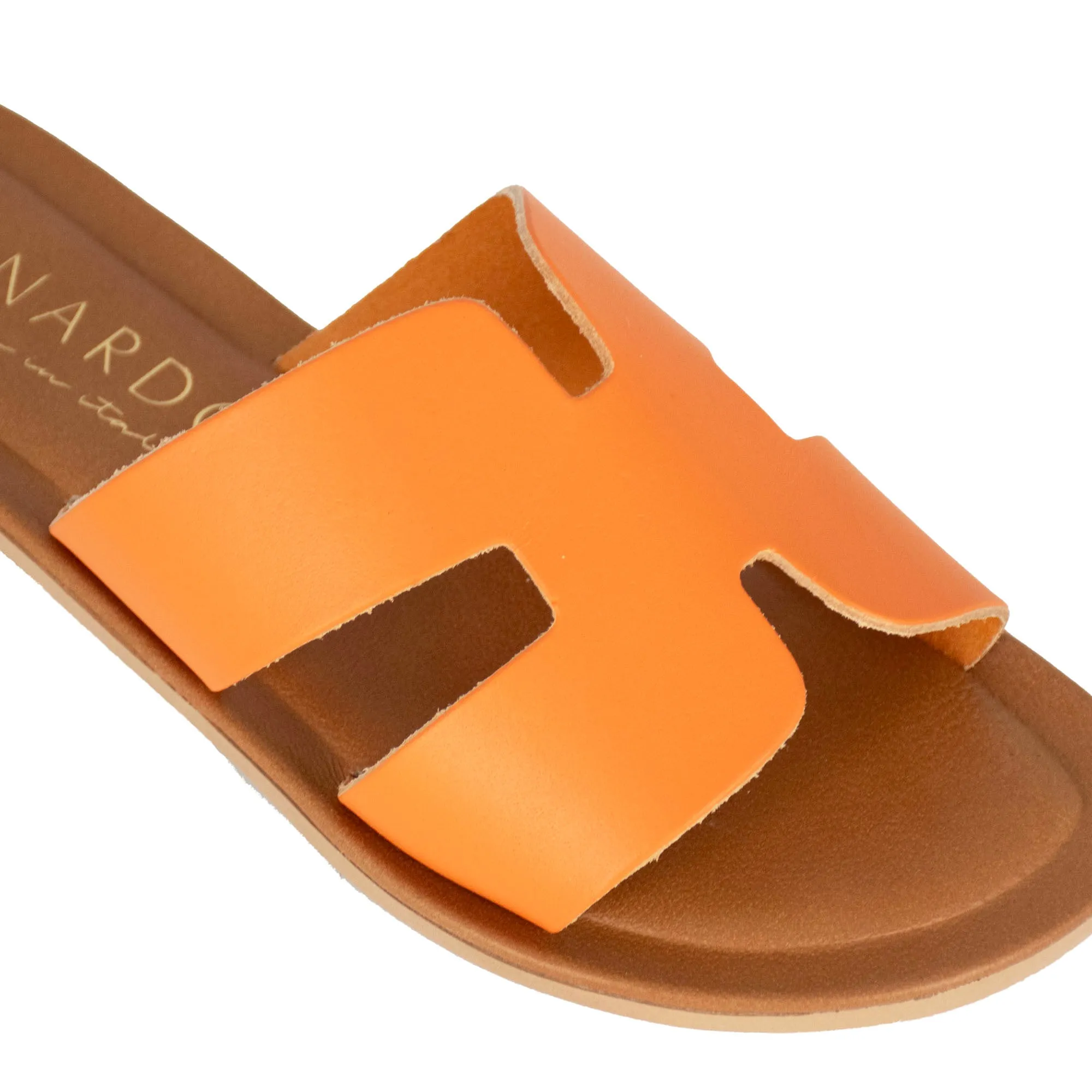 Ciabattine da donna in pelle colore arancio