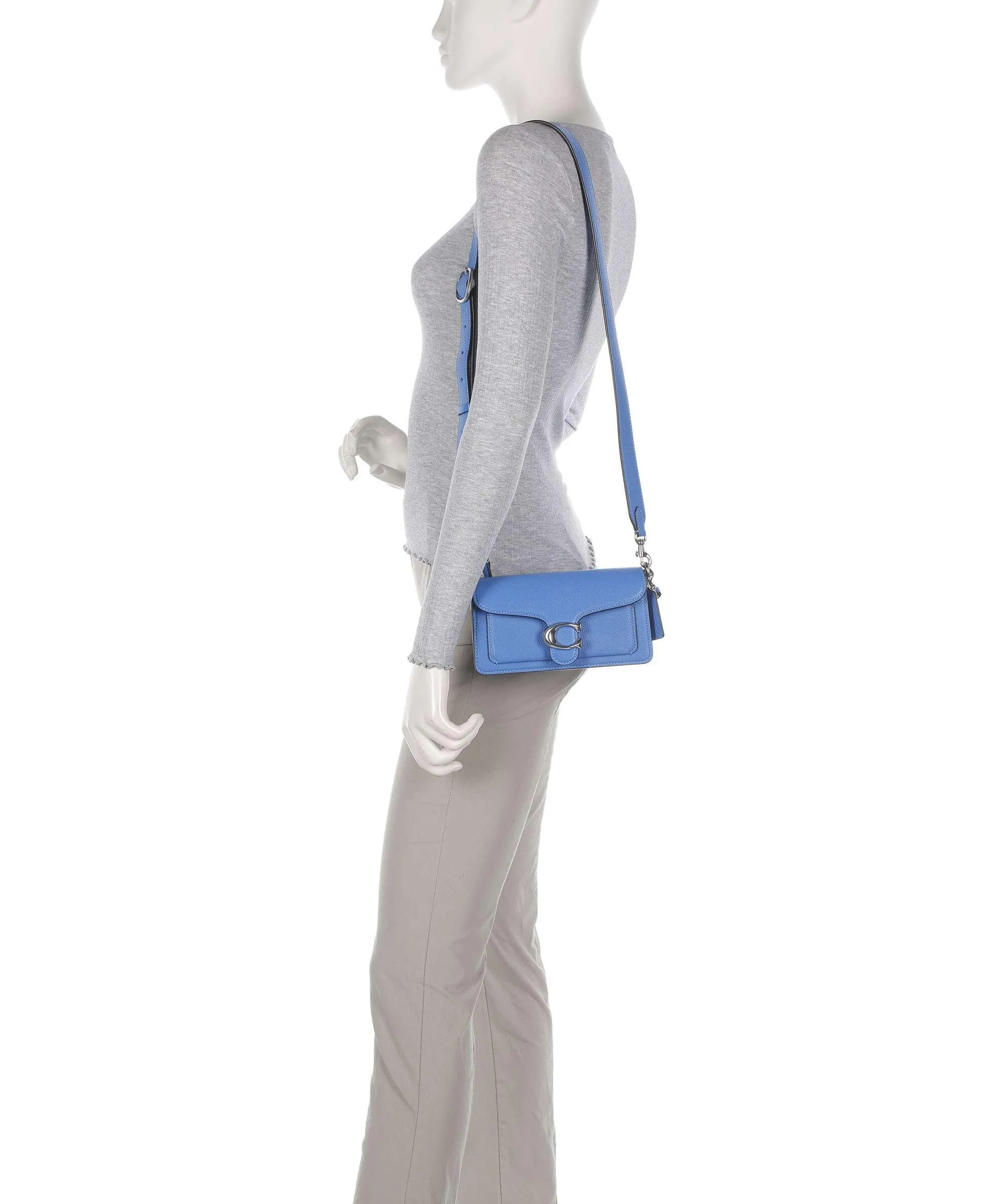  Coach Tabby 20 Borsa a tracolla pelle granulata blu  
