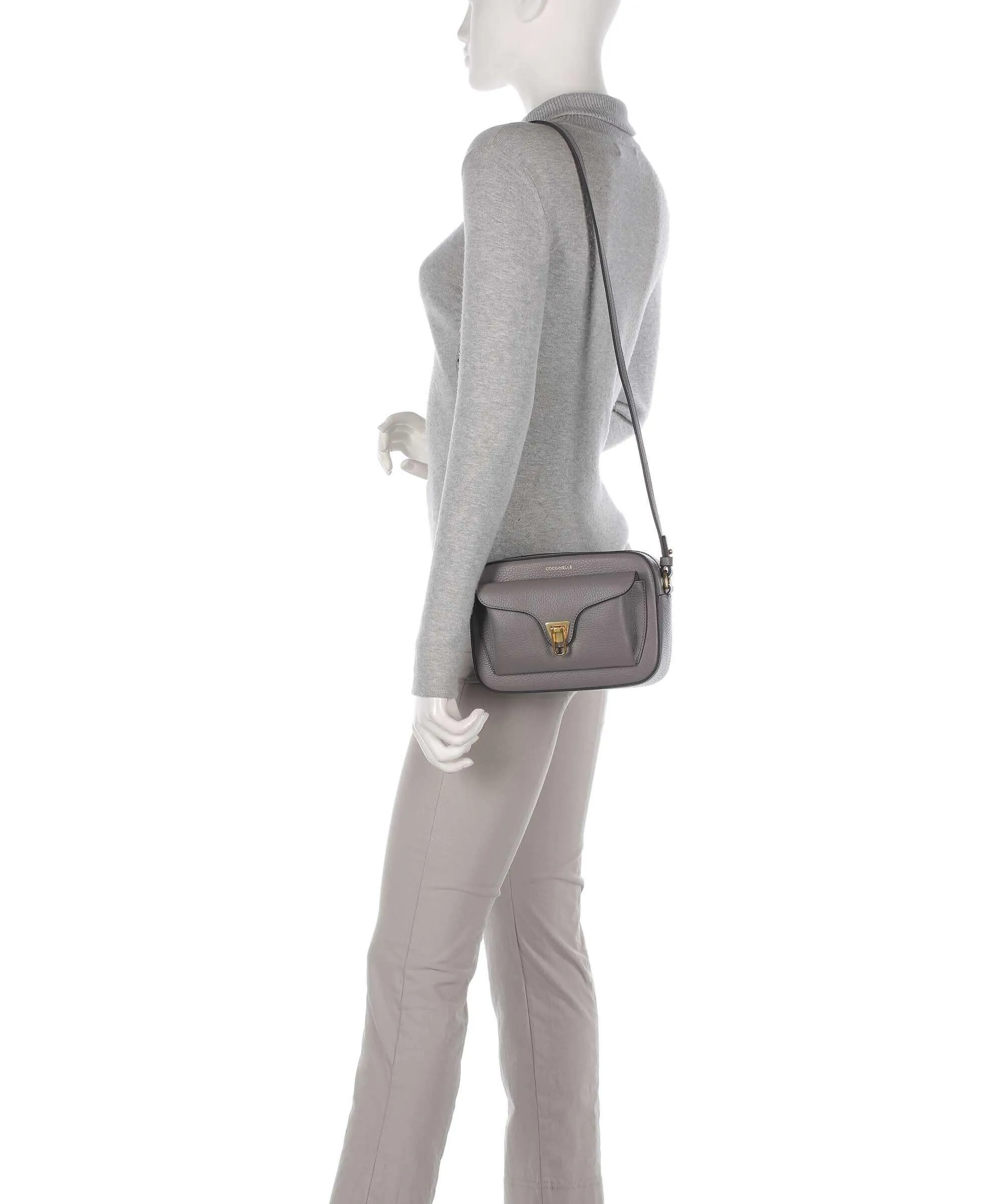  Coccinelle Beat Soft Borsa a tracolla pelle di vacchetta grana grigio  