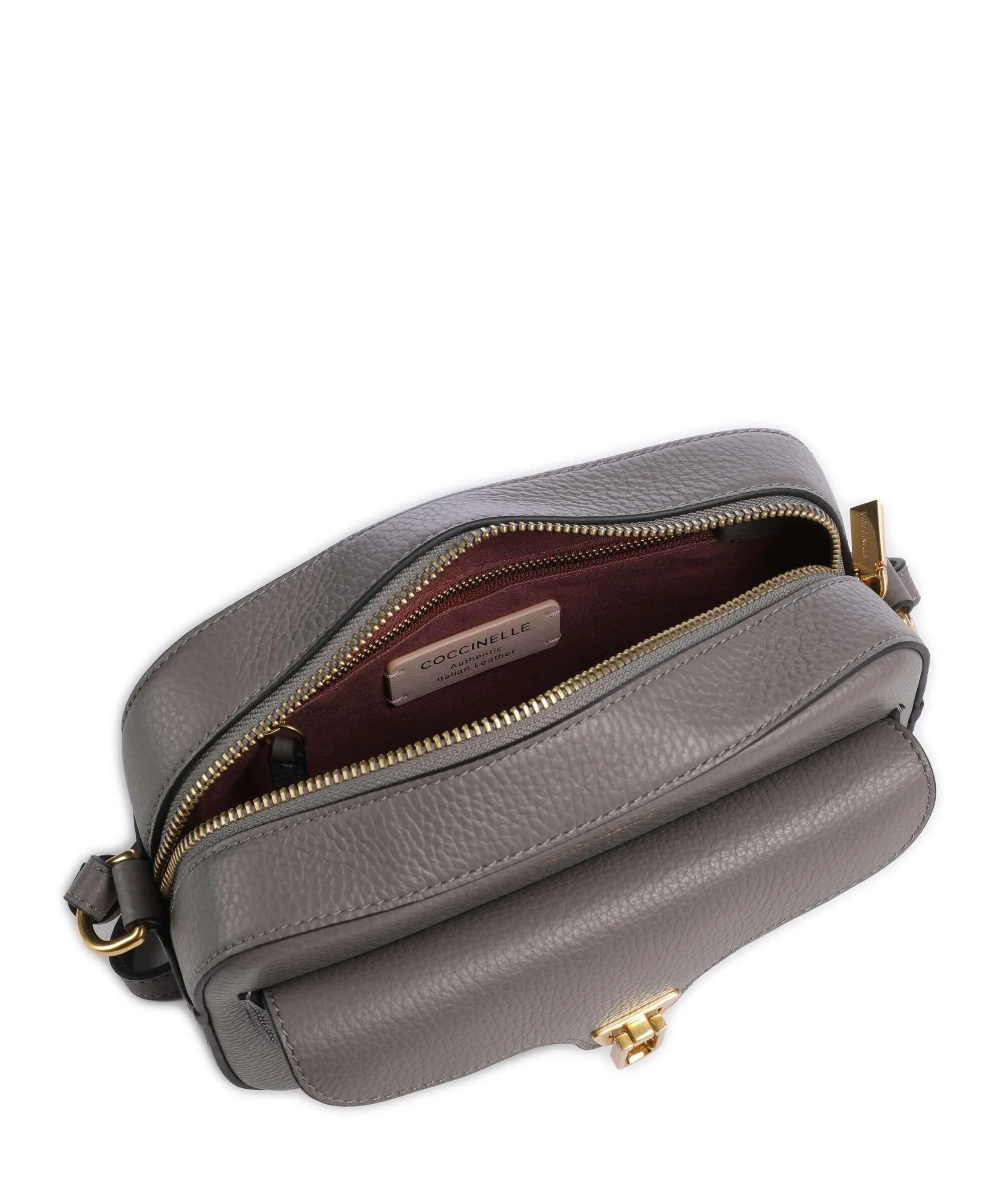  Coccinelle Beat Soft Borsa a tracolla pelle di vacchetta grana grigio  