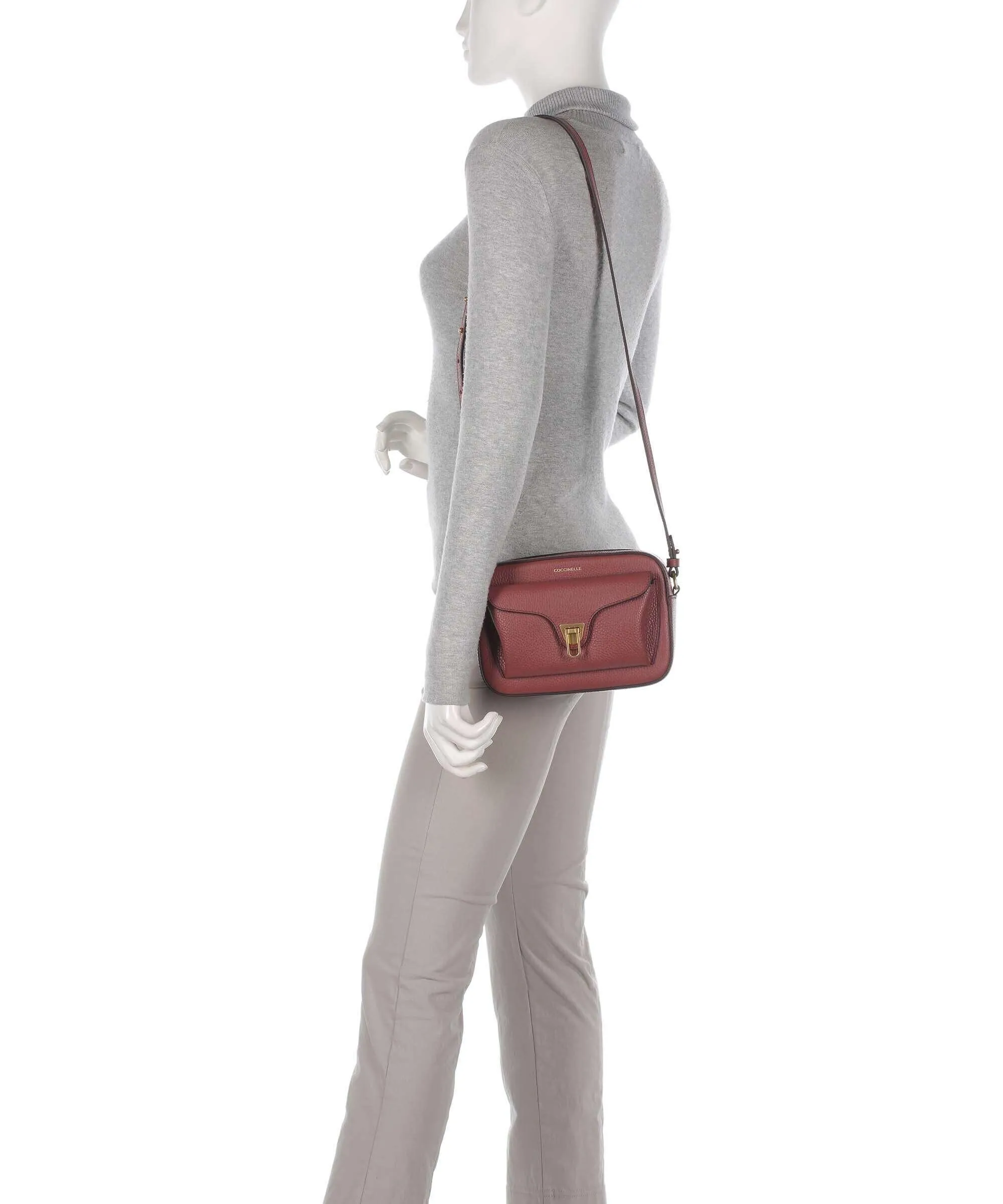  Coccinelle Beat Soft Borsa a tracolla pelle di vacchetta grana marrone  