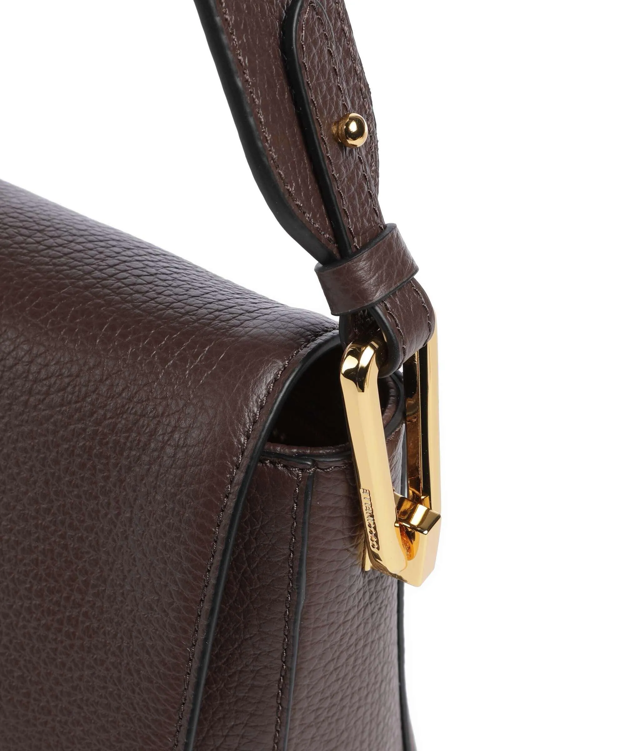 Coccinelle Liya Signature Borsa a tracolla pelle di vacchetta grana marrone scuro  