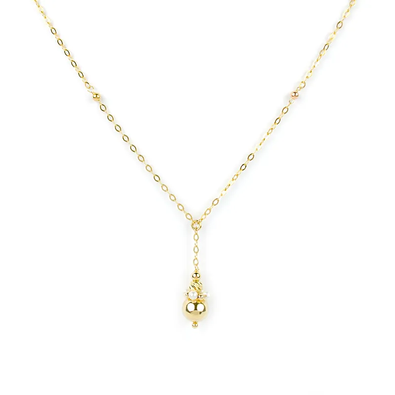 Collana girocollo a Y in oro giallo e perle