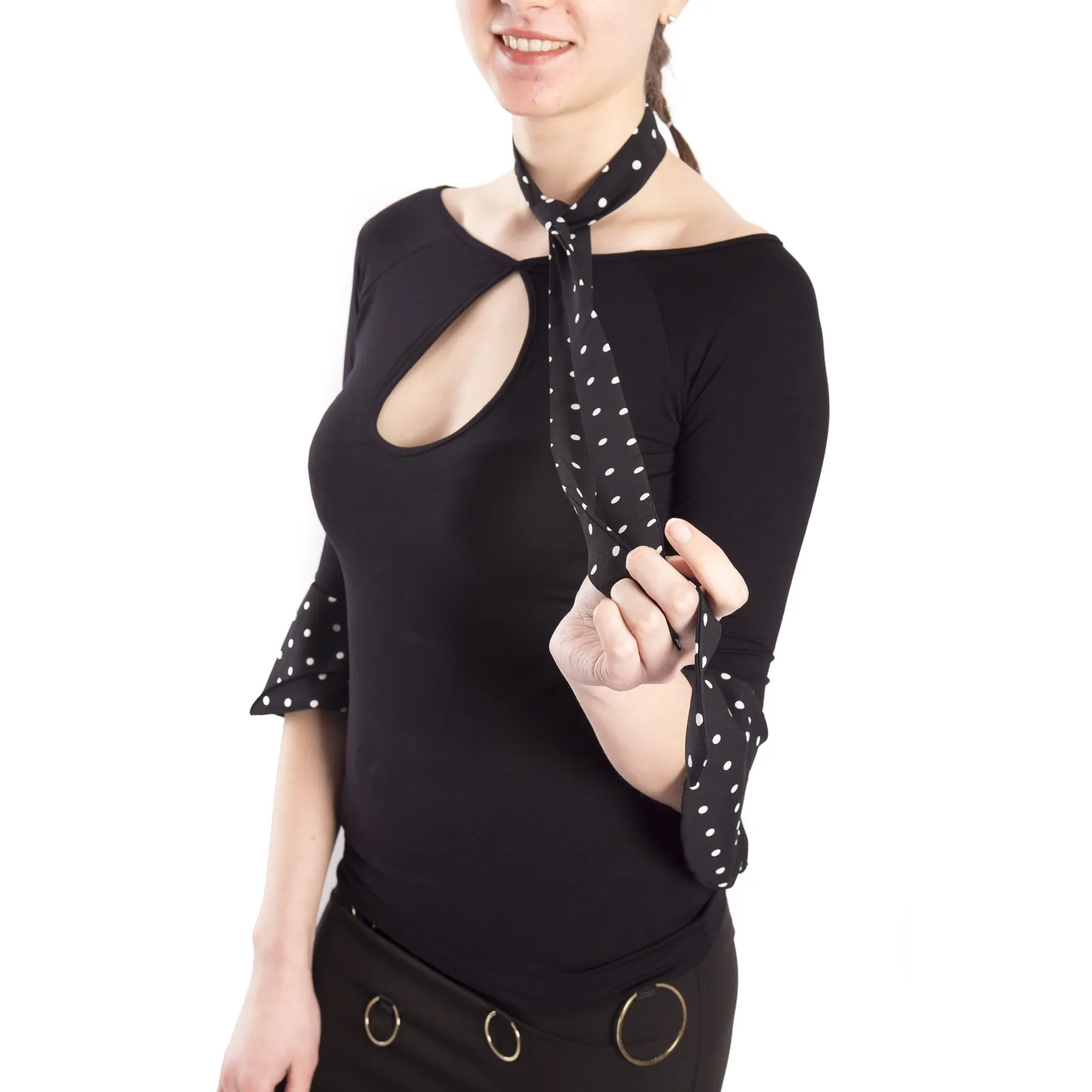 DENNY ROSE T-shirt con inserti pois NERO 63DR16021