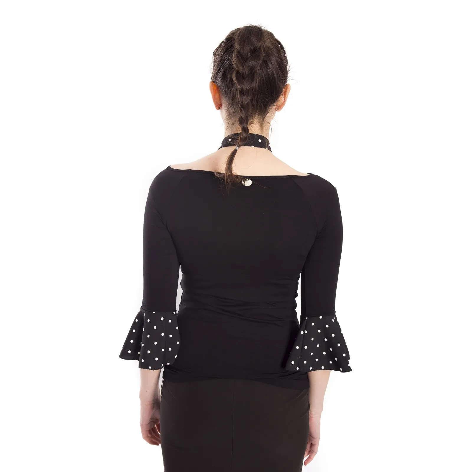 DENNY ROSE T-shirt con inserti pois NERO 63DR16021
