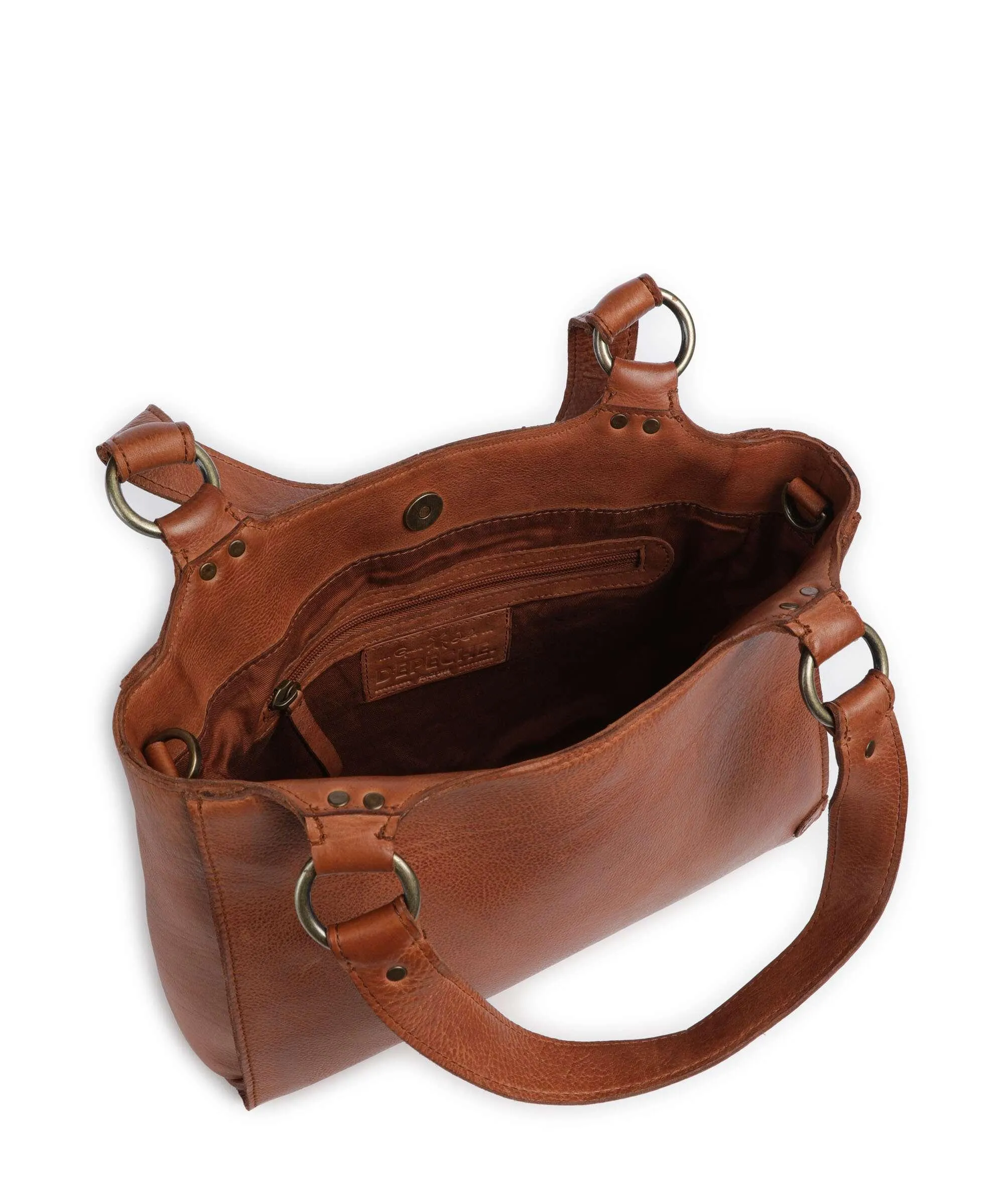  Depeche Vintage Wonders Borsa a mano pelle granulata cognac  
