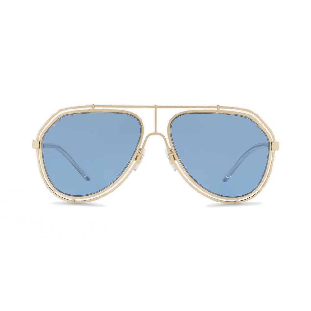 Dolce & Gabbana - Occhiale da Sole Pilot con Profilo Metallico - Oro Chiaro Lucido Trasparente - Dolce & Gabbana Eyewear