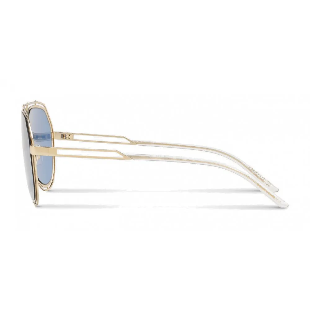 Dolce & Gabbana - Occhiale da Sole Pilot con Profilo Metallico - Oro Chiaro Lucido Trasparente - Dolce & Gabbana Eyewear