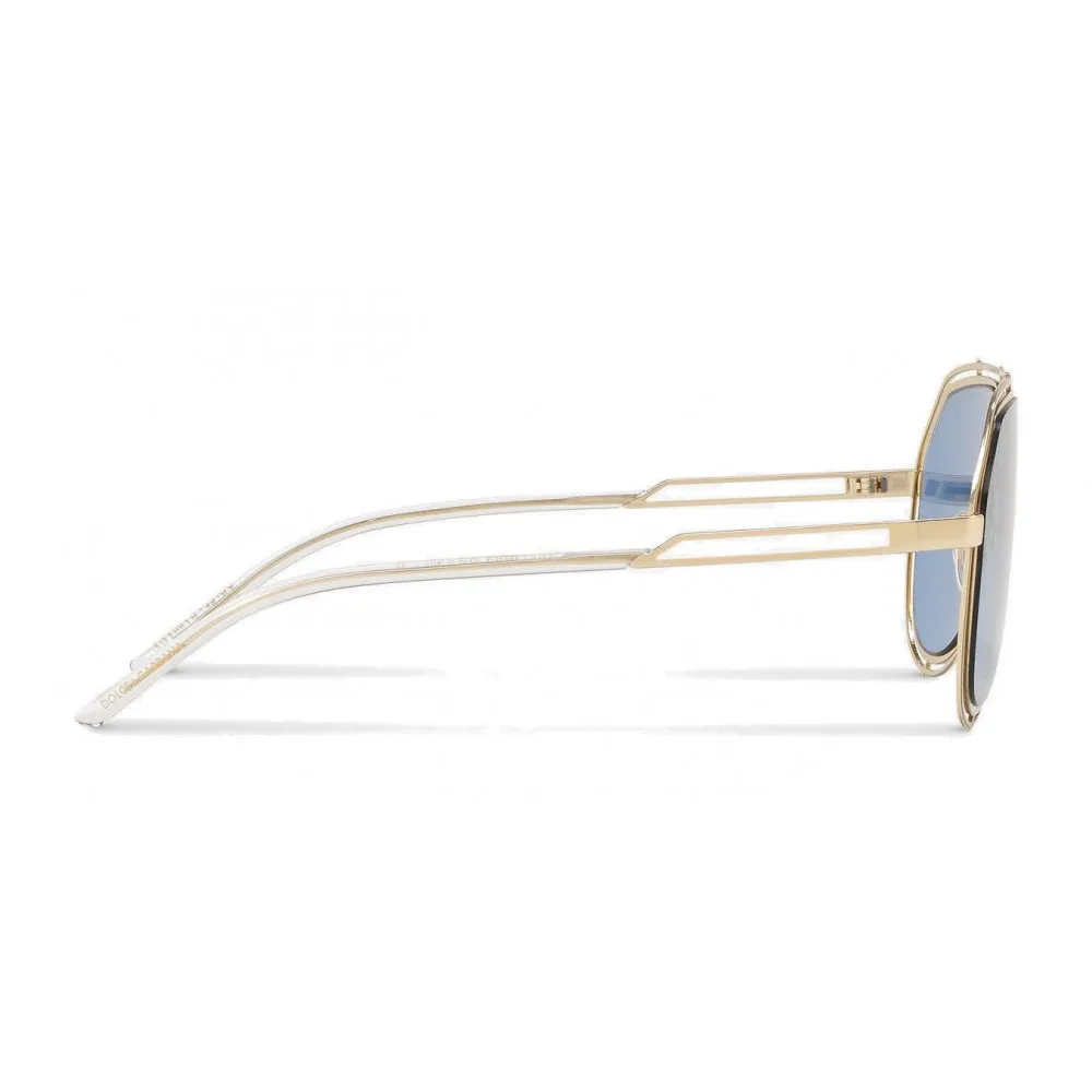 Dolce & Gabbana - Occhiale da Sole Pilot con Profilo Metallico - Oro Chiaro Lucido Trasparente - Dolce & Gabbana Eyewear