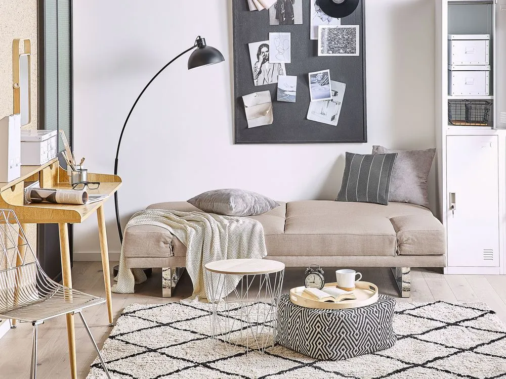 Fabric Sofa Bed Beige YORK