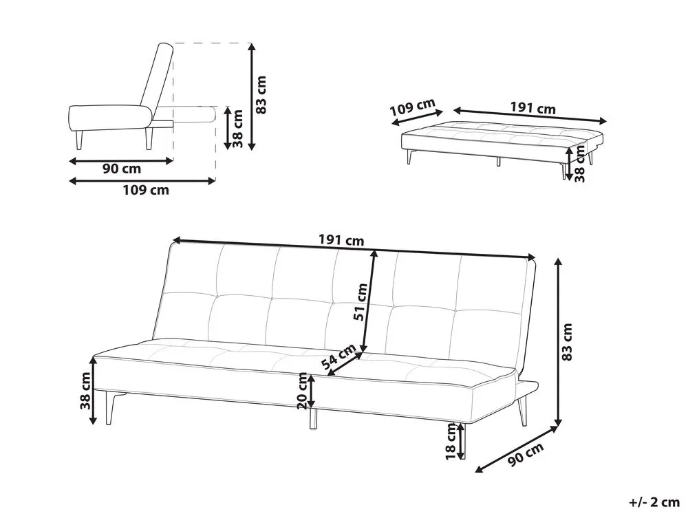 Fabric Sofa Bed Light Green ESSVIK