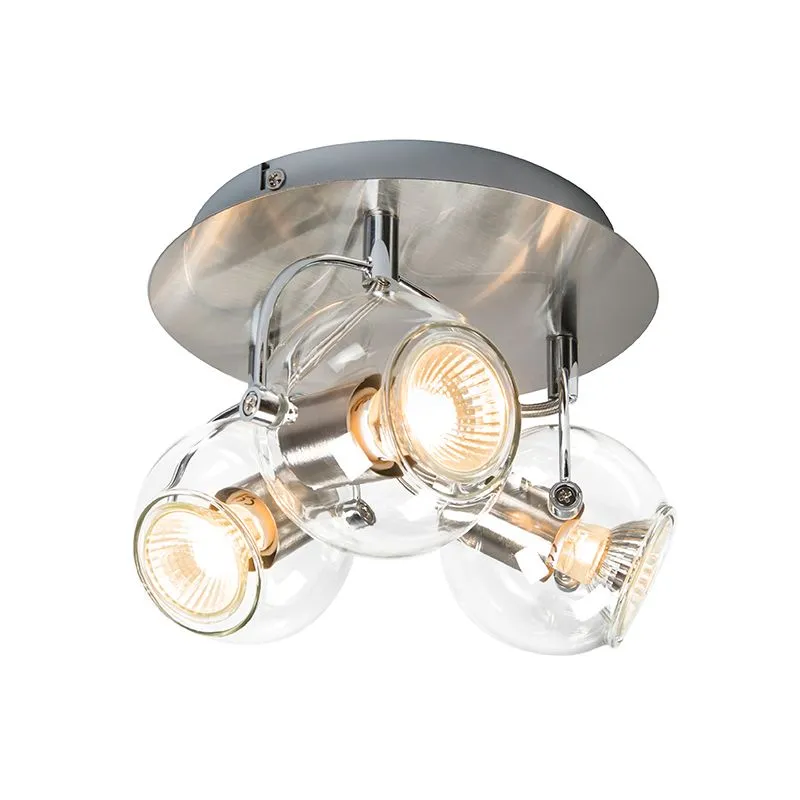 Faretto 'Buell 3 R' retro trasparente/metallo - adatto per LED / interno