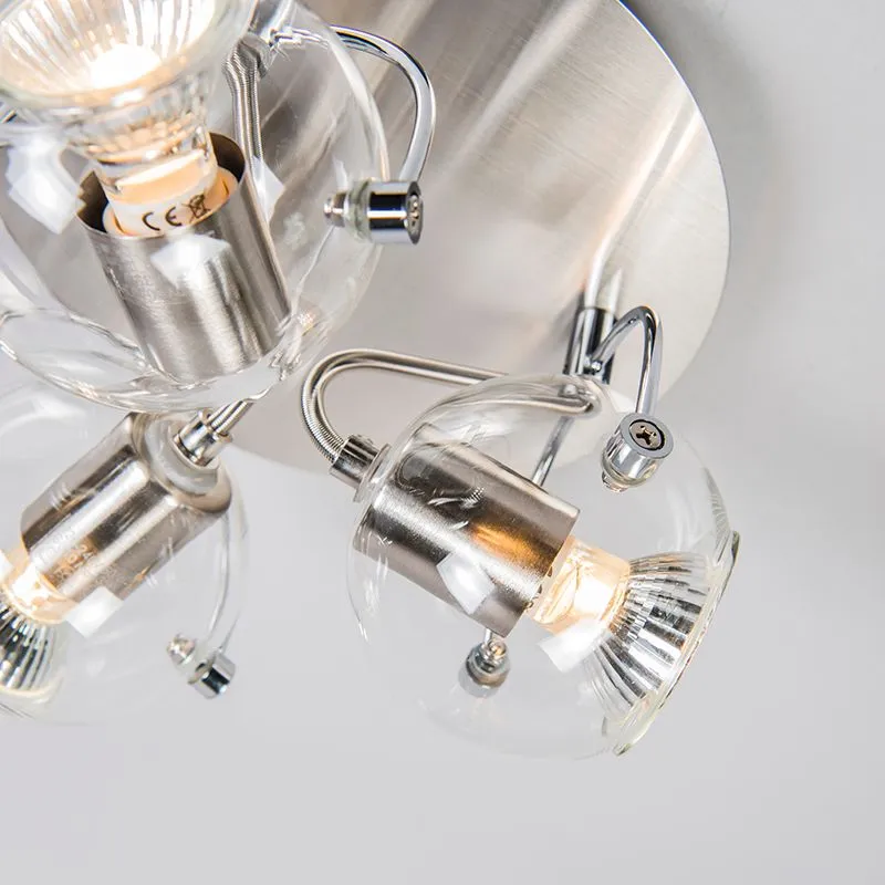 Faretto 'Buell 3 R' retro trasparente/metallo - adatto per LED / interno