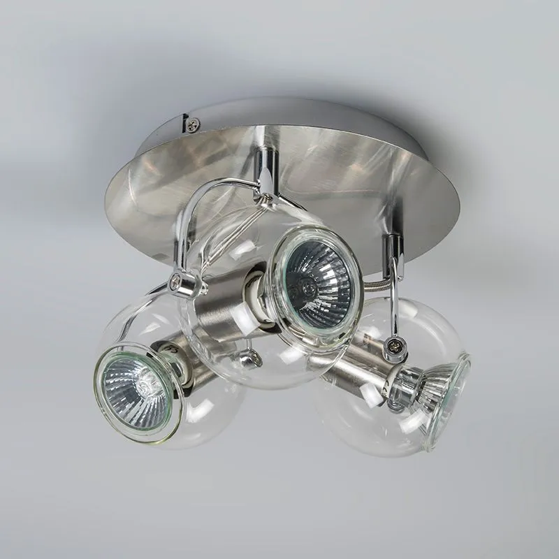 Faretto 'Buell 3 R' retro trasparente/metallo - adatto per LED / interno