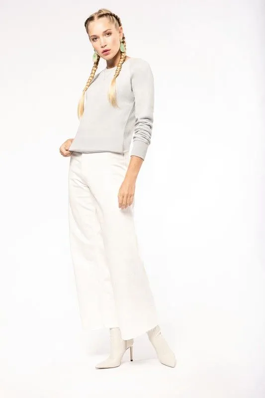 Felpa girocollo in cotone biologico con maniche raglan