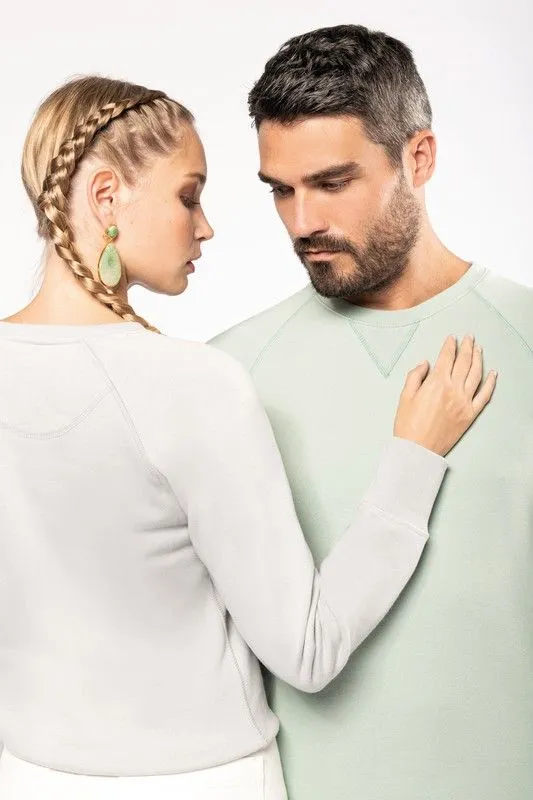 Felpa girocollo in cotone biologico con maniche raglan
