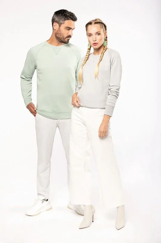 Felpa girocollo in cotone biologico con maniche raglan
