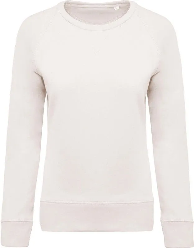 Felpa girocollo in cotone biologico con maniche raglan
