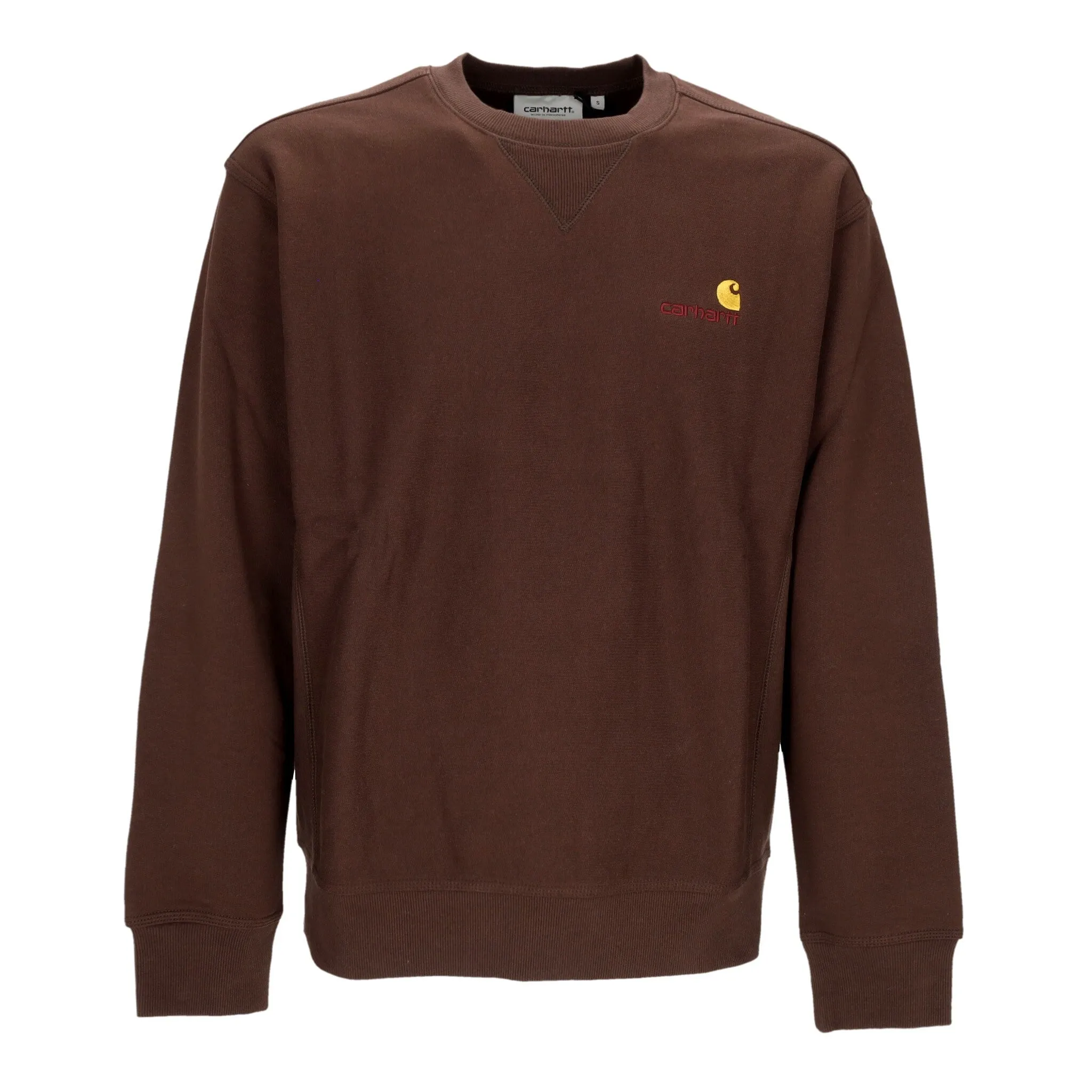 Felpa Girocollo Uomo American Script Sweat Tobacco