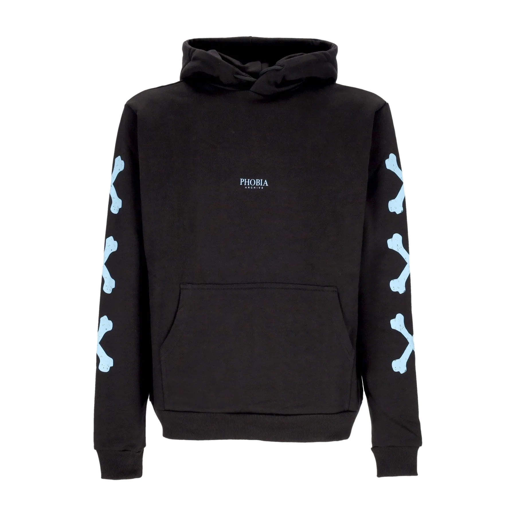 Felpa Leggera Cappuccio Uomo Cross Bones Hoodie Black/light Blue