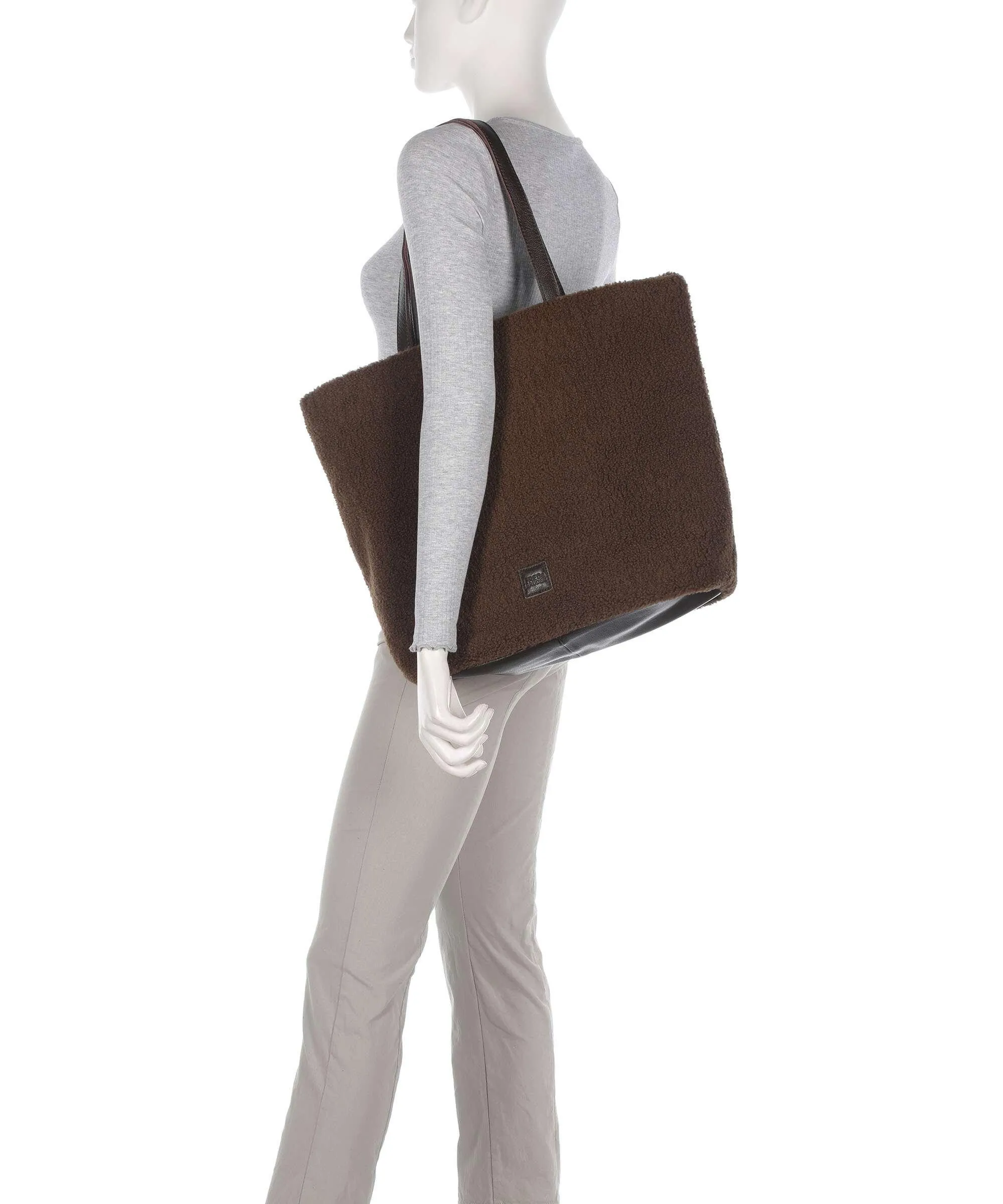  FredsBruder Cuddle Borsa shopper poliestere, pelle granulata marrone  
